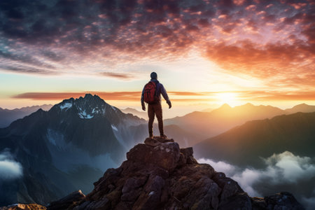 Conquering the Peak: Embracing Freedom at Sunriseの素材