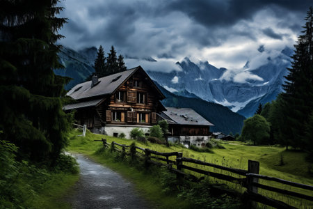 Rustic Charm: Exploring the Old Farmhouse at Karwendel Mountain, Austriaの素材