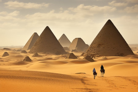 Spectacular Nuri Pyramids: Majestic Landmarks in Sudan's Karima Desertの素材