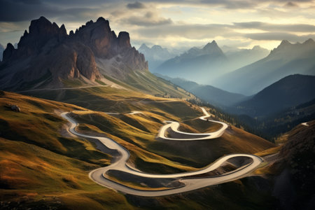 Journey Through the Magnificent Dolomites: Exploring the Enchanting Passo Giau and Scenic Winding Roads of Trentino-Alto Adige, Northen Italyの素材