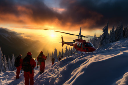 Foto de Spectacular Winter Rescue: North Shore Search and Rescue's Heroic Efforts in North Vancouver, British Columbia - Imagen libre de derechos