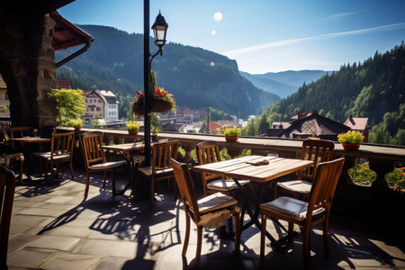 Mountain Bliss: Indulge in a Scenic Lunch on the Outdoor Terrace at Semmeringの素材