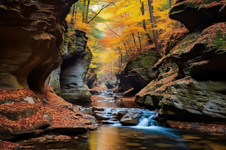 Awe-Inspiring Beauty: Exploring the Enchanting Beech Canyon in Autumn, Ukraineの素材