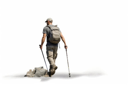 The Adventurous Athlete: A Picture-Perfect Expedition with Backpack and Walking Sticksの素材