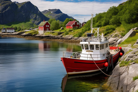 Exploring the Scenic Coastline of Norway: A Popular and Convenient Travel Choice on a Passenger Boatの素材