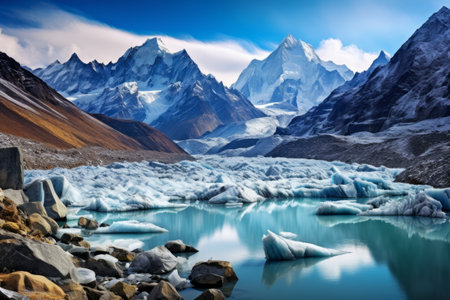Majestic Ngozumba Glacier: A Hidden Treasure of the Gokyo Region in the Himalayas, Nepalの素材