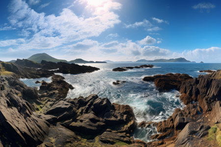 Exploring the Majestic Rocky Hilly Coastline of Kerry: Unveiling the Atlantic Ocean's Summer Charmの素材