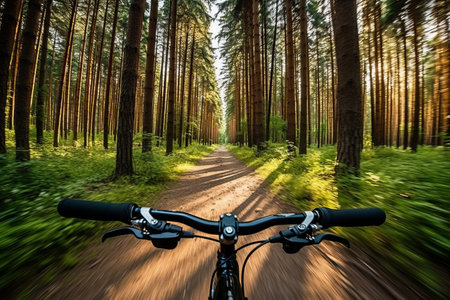 Exploring the Summer Forest: Embracing a Sporty and Active Life on Your Bicycle Rideの素材