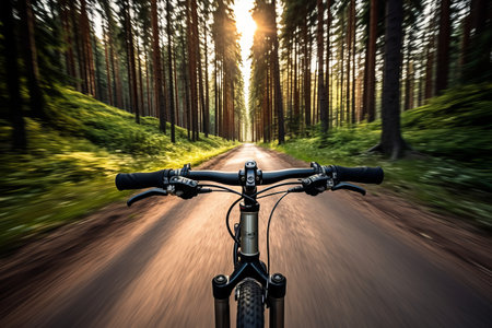 Rolling through Nature's Path: Cycling in the Summer Forests Embracing Sport and Active Livingの素材