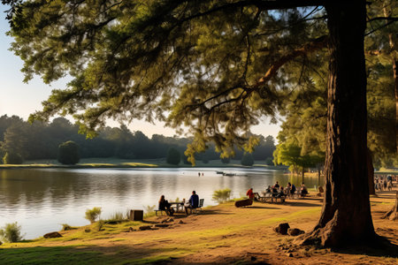 A Scenic Day at Vale da Porca Picnic Park on the Azibo River in Macedo de Cavaleiros, Portugalの素材