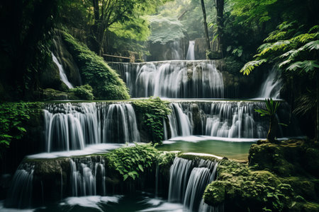 Journey to Paradise: Exploring the Enchanting Huay Mae Kamin Waterfall in Thailandの素材
