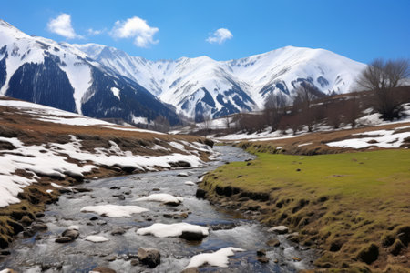 Nature's Transformation: The Majestic Springtime Melting of Snow in Turkish Mountainsの素材