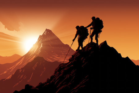 Reaching New Heights: The Triumph of Teamwork and Determination in Mountain Climbingの素材