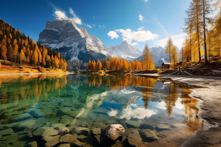 Autumn's Allure: Discover the Breathtaking Antorno Lake in Italy's Dolomiti Alpsの素材