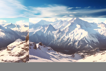 The Breathtaking Majesty: A Panoramic Glimpse of the Majestic Freeze Mountain Range in the French Alpsの素材