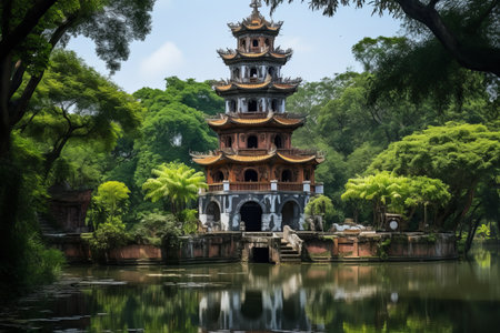 The Majestic Thien Mu Pagoda: A Spiritual Oasis in Hue, Vietnam, Asiaの素材