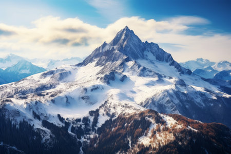 A Majestic Spectacle: The Breathtaking Panorama of the Awe-Inspiring Freeze Mountain Range in the Serene Landscape of the French Alpsの素材