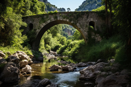 Captivating Vistas: Exploring the Devil Bridge and Scenic Raganello River in Civita, Pollino National Parkの素材