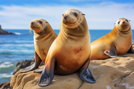 Enchanting Encounters with Wild Australian Sea Lions by the Seaの素材