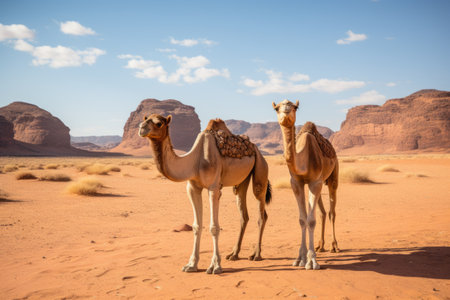 Wadi Rum's Domesticated Dromadery: A Fascinating Camel Journeyの素材