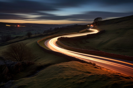 Journey through the Enchanting Lanes: A Light-Trail Adventure in the British Countrysideの素材
