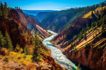 Exploring the Majestic Grand Canyon Along Yellowstone's Mighty Riverの素材
