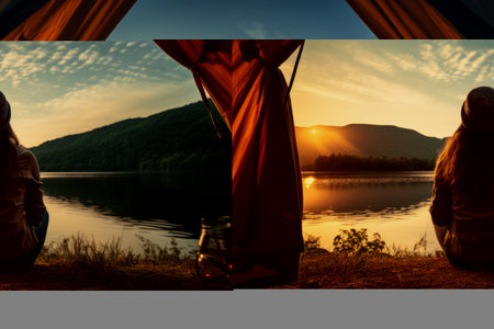 Serene Solo Adventure: Embracing Nature's Beauty at Dawnの素材