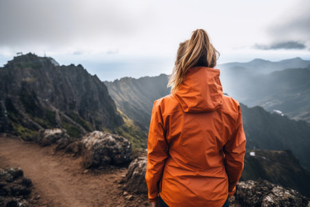 Exploring the Majestic Mountain Trails of Madeira: A Young Female Backpacker's Adventureの素材