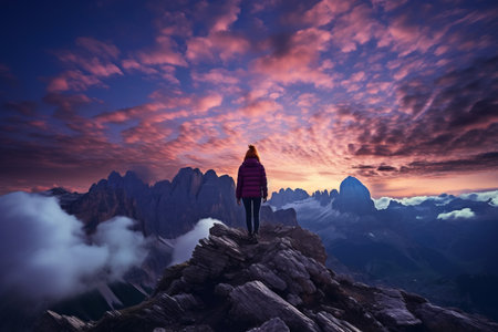 Majestic Beauty: A Woman's Journey through Autumn's Enchanting Dolomitesの素材