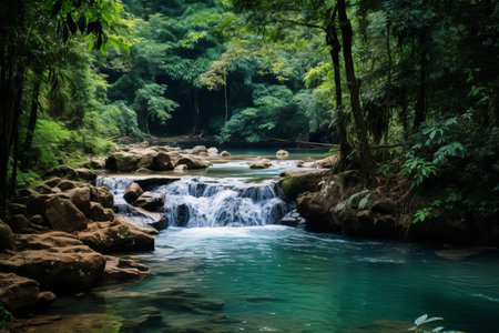 The Majestic Water Stream Nourishing Haew Narok Waterfall in Khao Yai National Park, Thailandの素材