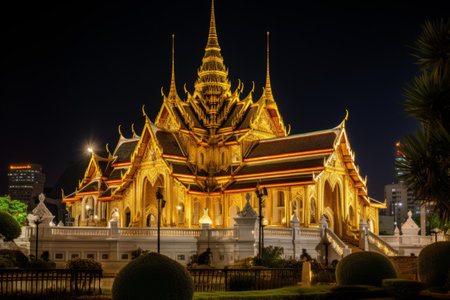 Bathed in Twilight: Wat Benchamabophitr Dusit Wanaram Ratchaworawihan - A Tranquil Haven for Tourists In Bangkok, Thailandの素材