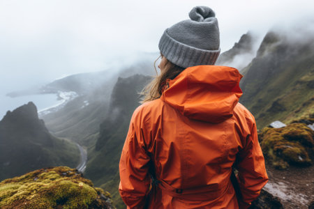 Adventure Above the Clouds: A Young Female Backpacker Explores Madeira Islandの素材