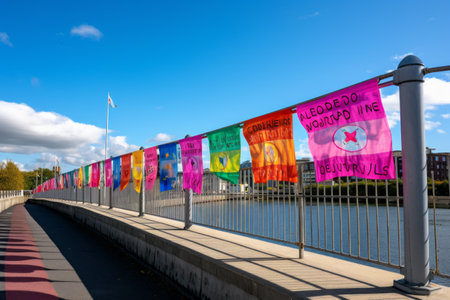 Dublin Embraces the United Nations Sustainable Development 17 Global Goals on Rosie Hackett Bridgeの素材