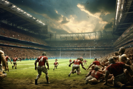 The Thrilling Action Unveiled: A Captivating Snapshot of Rugby Enthusiasmの素材