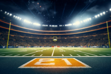 Blazing Excitement: A Spectacular 3D Rendering of an American Football Championship in a Vibrant Outdoor Arenaの素材