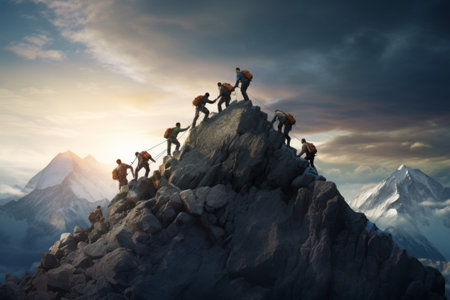 Reaching New Heights: Embracing the Concept of Teamwork through Mountain Climbingの素材