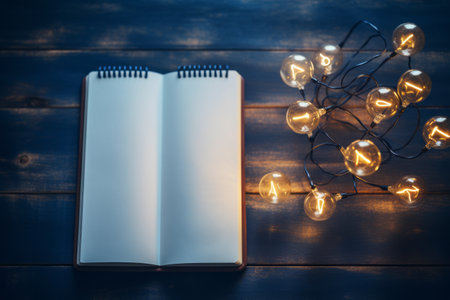 Shining the Path to Success: A Memo Notebook Illuminated with Goal Setting Light Bulbsの素材