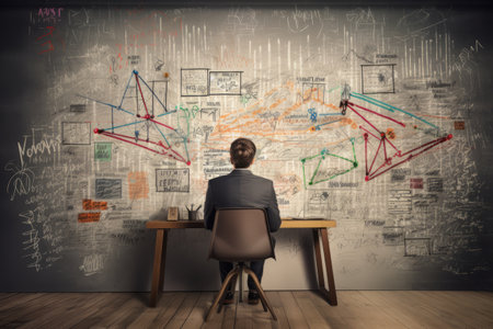 The Artistic Vision: A Back View into a Businessman's Creative Processの素材