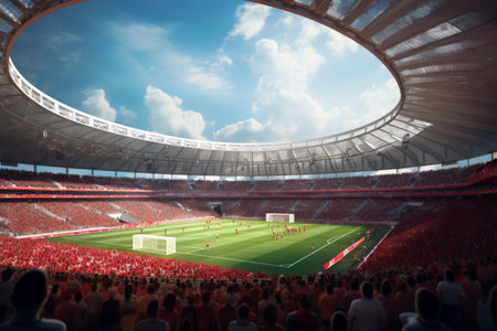 The Spectacular Fusion of Stadium and Football Players: A Stunning 3D Renderingの素材