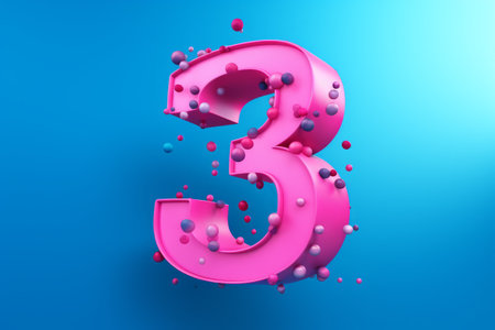 Vibrant 3D Illustration: Pink Numbers 2023 against a Striking Blue Backgroundの素材