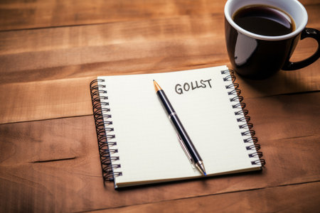 Achieve Success: Conquering Goals with Coffee and a Penの素材
