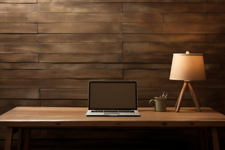 The Blank Canvas: An Empty Display on the Workplace Laptopの素材