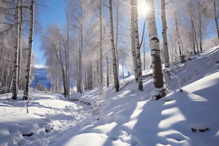 Winter Wonderland: Majestic Aspen Trees in the Enchanting Mountains of Irag439995の素材