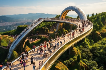 Exploring the Enchanting Ba Na Hills in Vietnam: A September 17th, 2019 Adventure with a Group of Touristsの素材