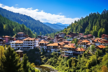 Captivating Summer Scenery: Center of Chepelare, Bulgaria - August 14, 2018の素材