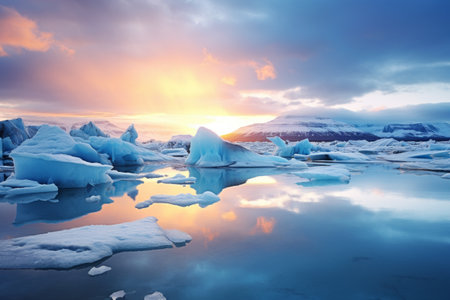 Winter Wonder: The Majestic Jokulsarlon Glacier Landscapeの素材