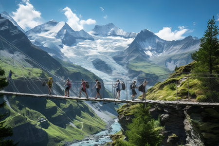 The Spectacular Glacier 3000: Exploring the World's Only Suspension Bridge between Mountain Peaks in Les Diablerets, Switzerlandの素材