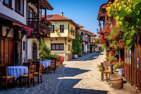 A Charming Stroll Down the Picturesque Streets of Nessebar, Sunny Beach, Bulgariaの素材