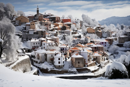 Winter Wonderland: Experiencing the Enchanting Snow-Covered Beauty of PitÃµes das JÃºnias, a Charming Village in Northern Portugalの素材