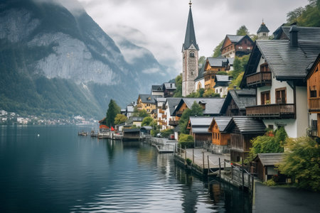 Majestic Views: Exploring the Famous Hallstatt Mountain in Austria on May 1, 2016の素材
